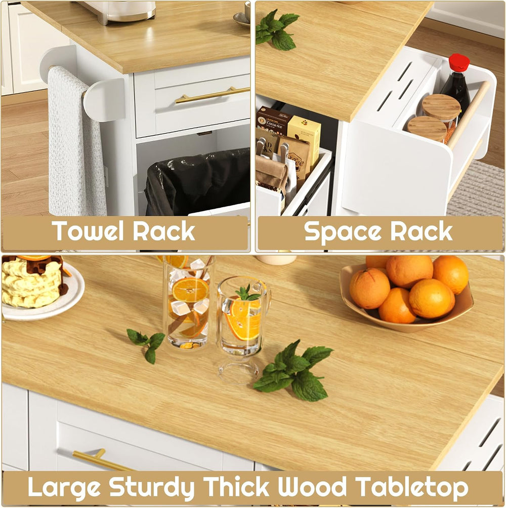 St.Mandyu 69" Large Kitchen Island on Wheels, Kitchen Rolling Island Car...