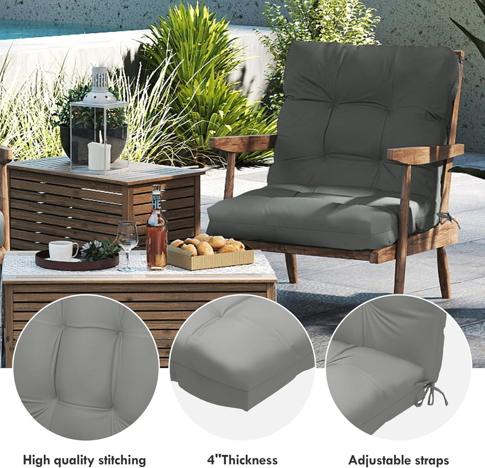 Outdoor High Back Chair Cushions 42"x 21" x 4", Waterproof Pat...