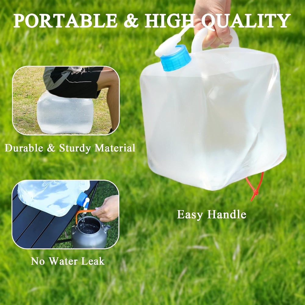 Collapsible Water Container with Spigot & Hook, BPA Free Water Jug, Folda...