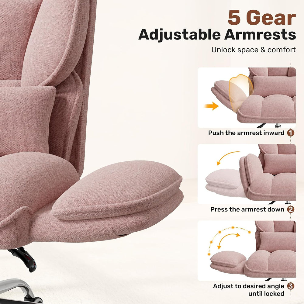 Big and Tall Office Chair, Flip Armrests with Side Pockets, Comfy Criss Cross...