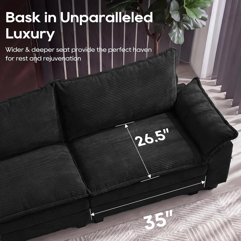 URRED Oversized Modular Sectional Sofa,Solid Black:87" L Shaped