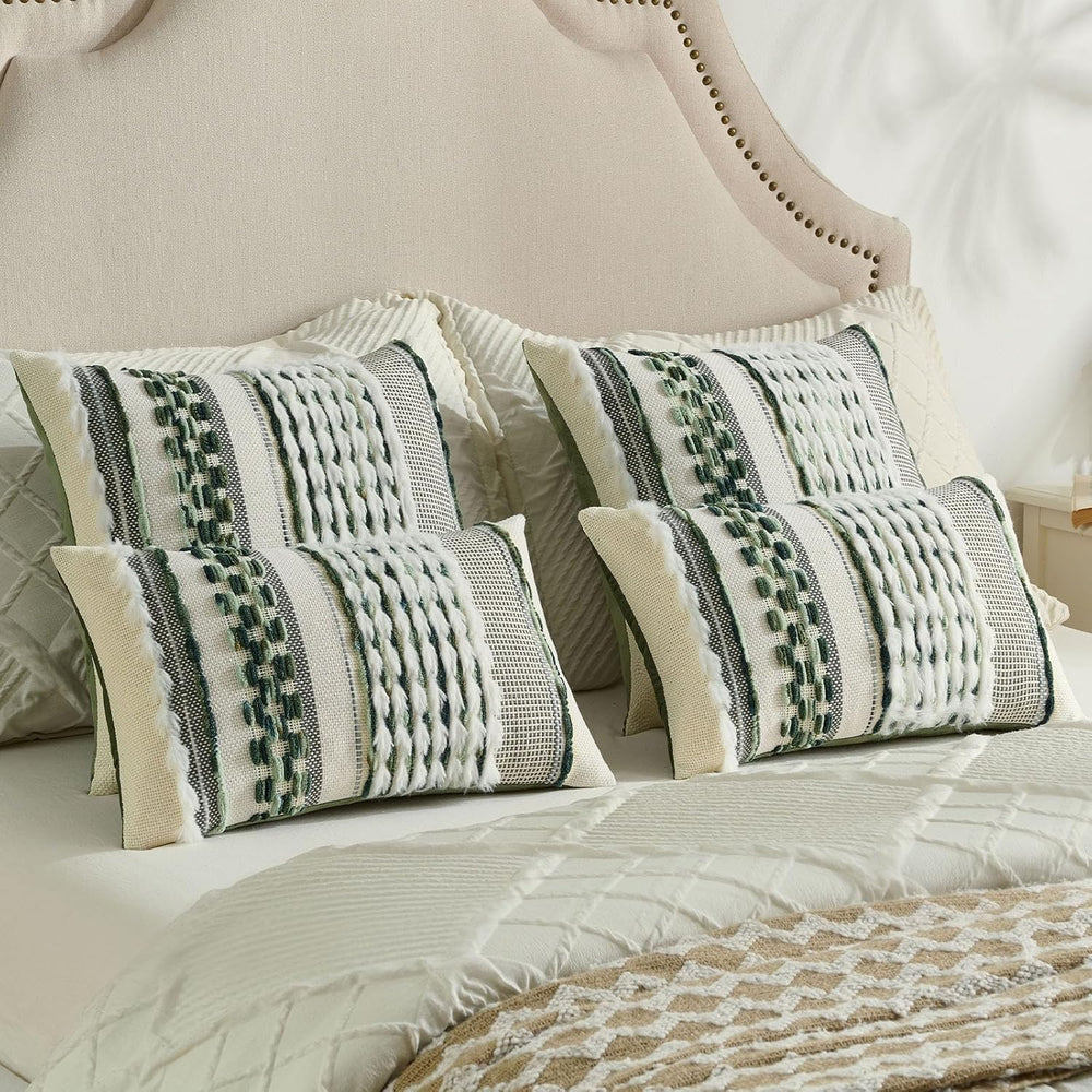 FUTEI 2 Pack Tufted Throw Pillow Covers Covers 18x18 Inch,Green