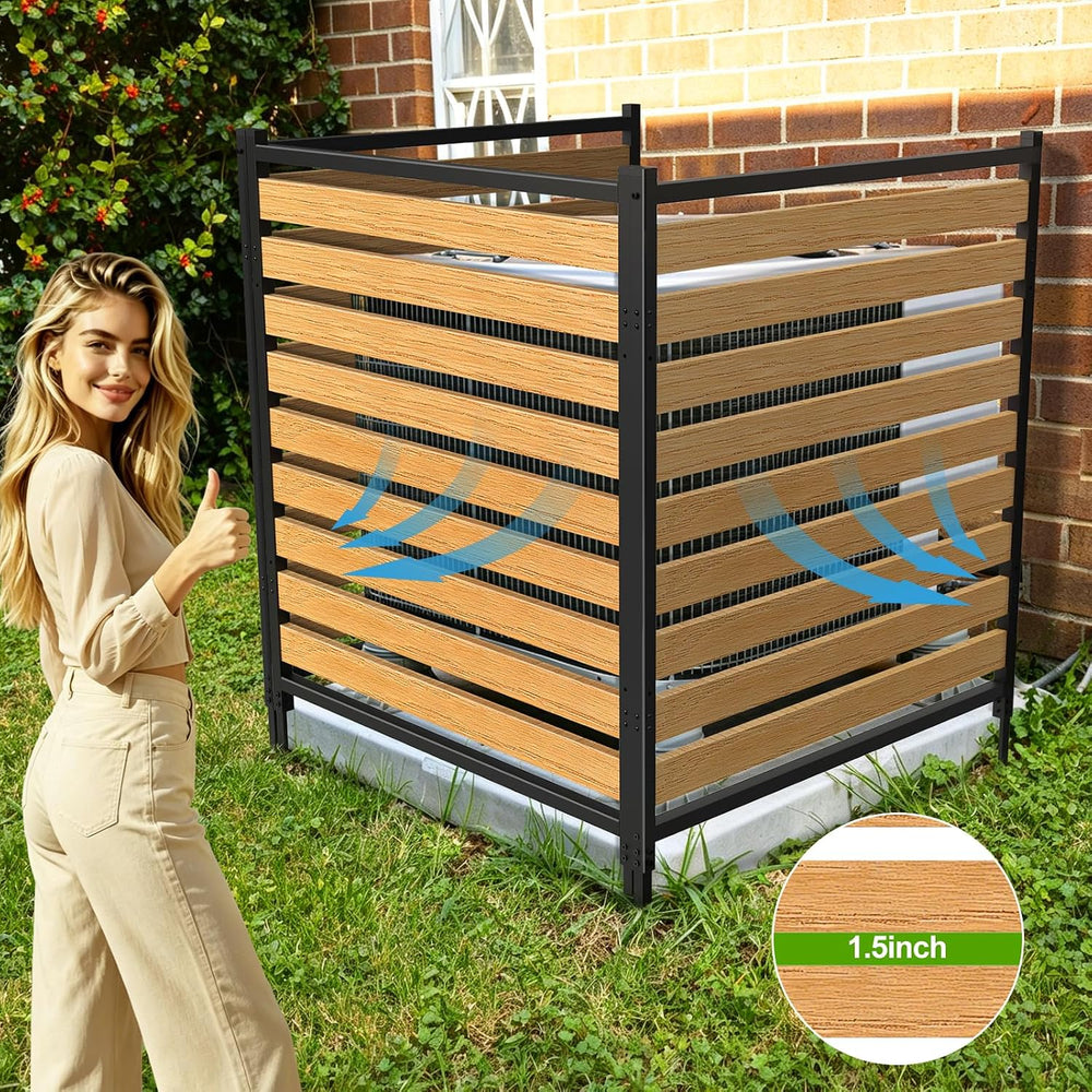 Metal Air Conditioner Fence 3 Panels - 40.27" W x 54.6" H Outdoor P...