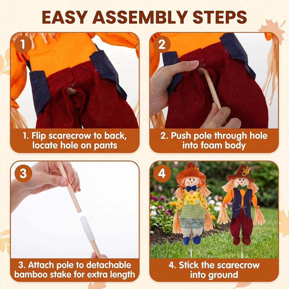 Sintuff 2 Pcs 27'' Fall Scarecrow Decorations Harvest Outdoor, Bright