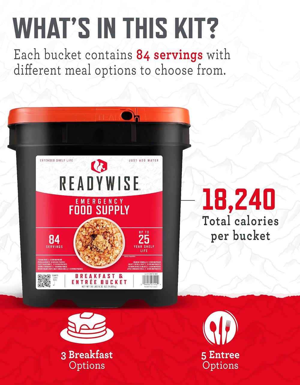 READYWISE Emergency Food Survival Supply Breakfast Bucket, 84 Servings