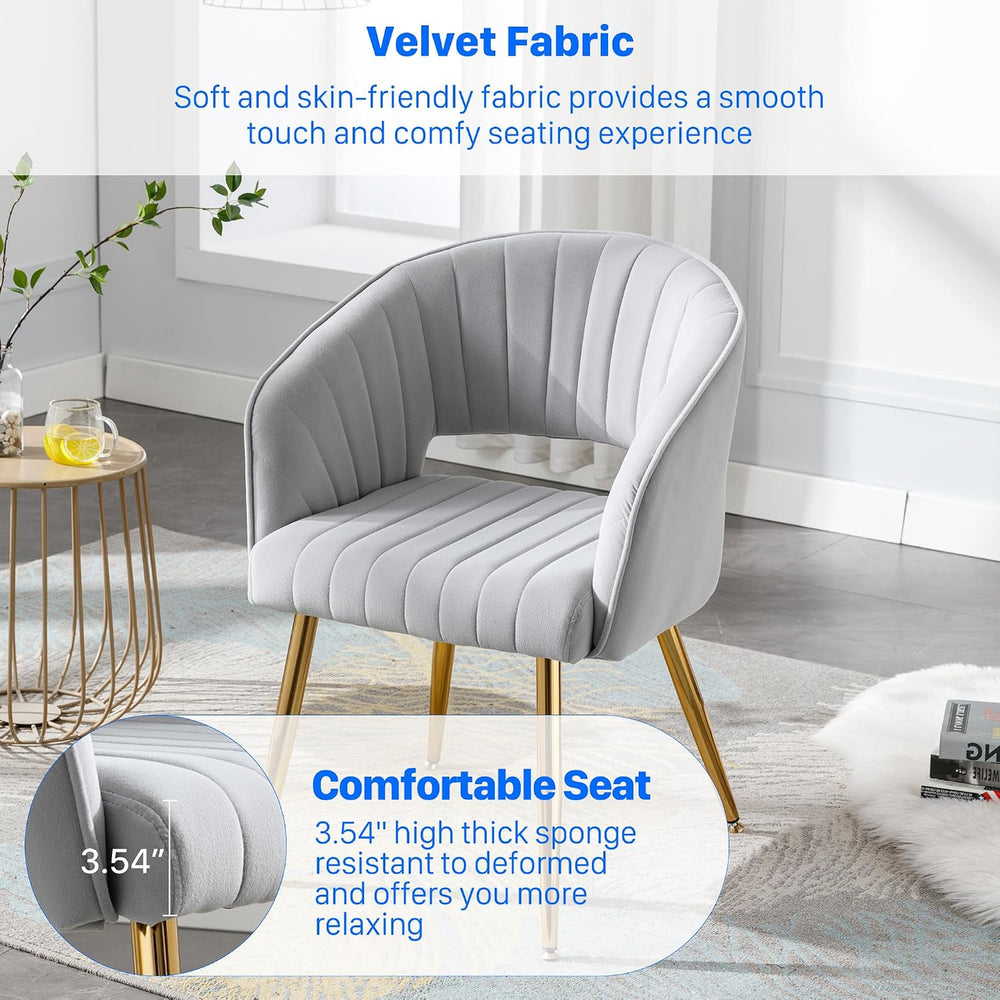 KCC Velvet Desk Chair Upholstered Tufted Chairs Dining Chairs 1 PC & Gray