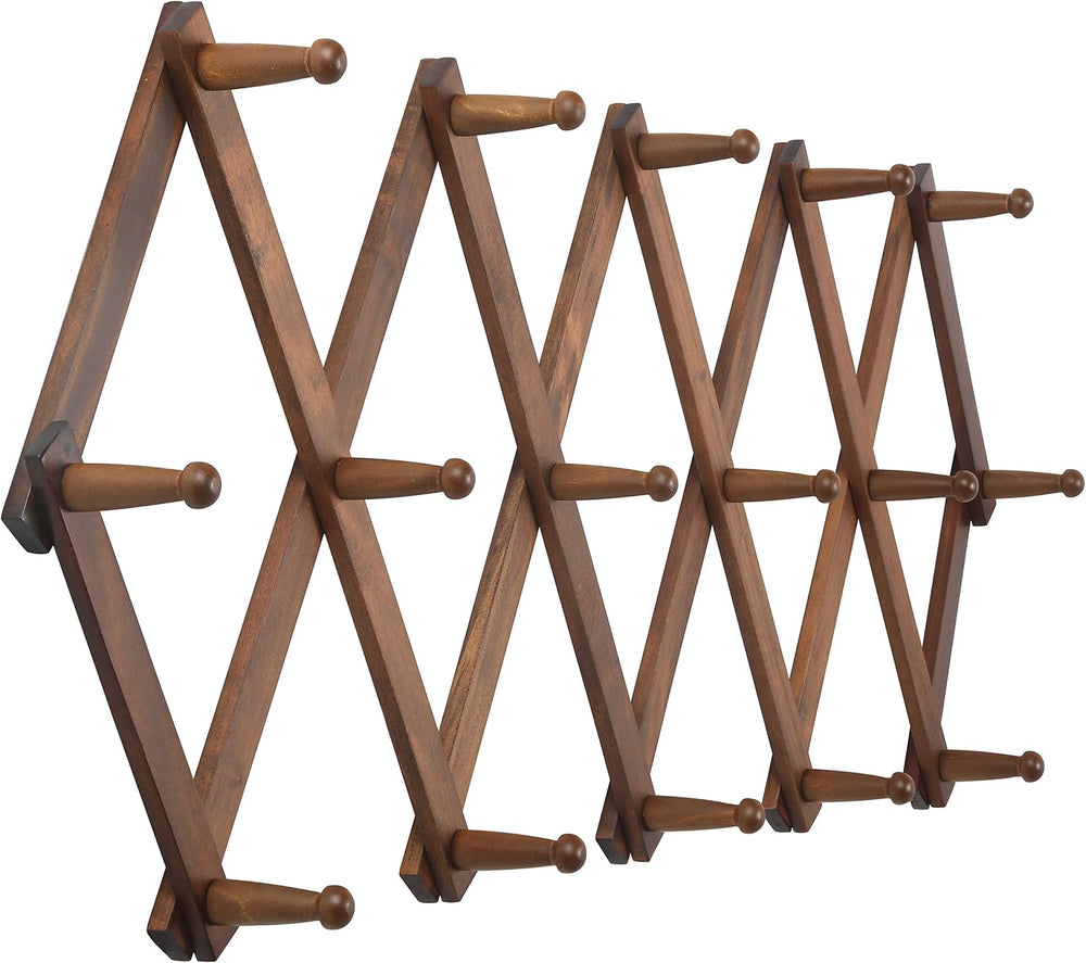 WEBI Accordion Wall Hanger, Wooden Coat Rack Wall Mounted, Hat & Cap Hook...
