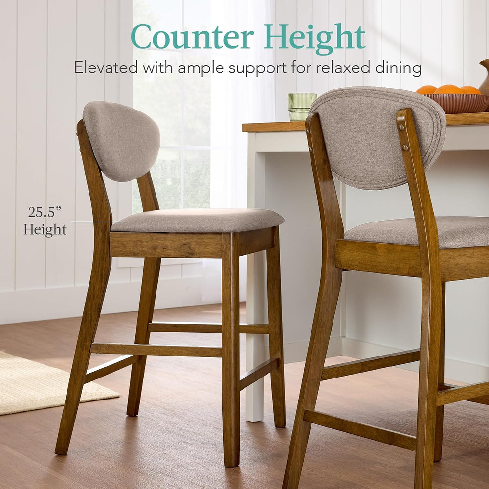 Best Choice Products Set of 2 Counter-Height Bar Stools, Mid-Century Modern, ...