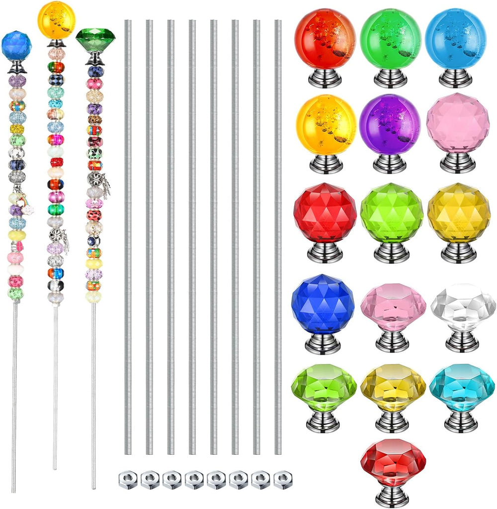 Zonon 16 Pack DIY Garden Beaded Stakes Wands Kit 16 Pcs 8/32 Inch 4mm 12 Inch...