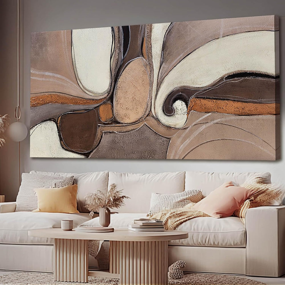YETHEN WAL Large Neutral Abstract Wall Art Organic Swirl Home Decor Aesthetic...
