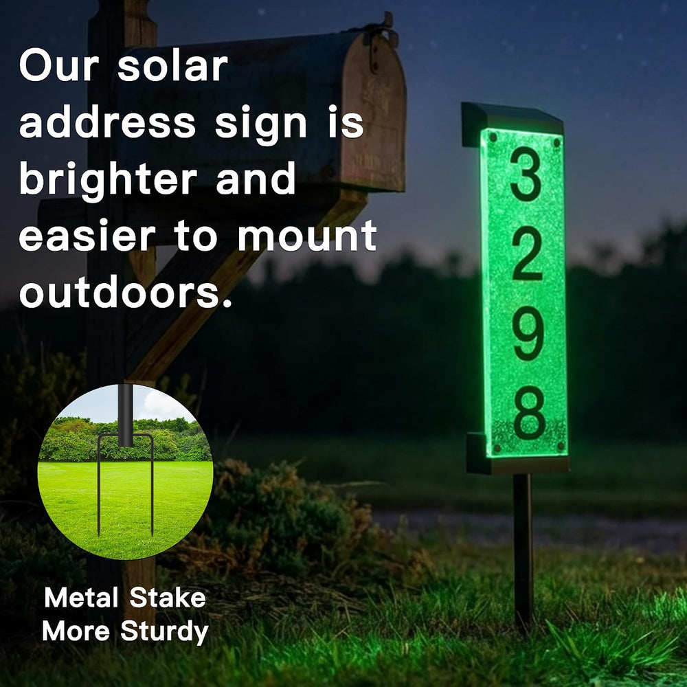 Solar Address Numbers for House, Address Signs for Yard with Stake