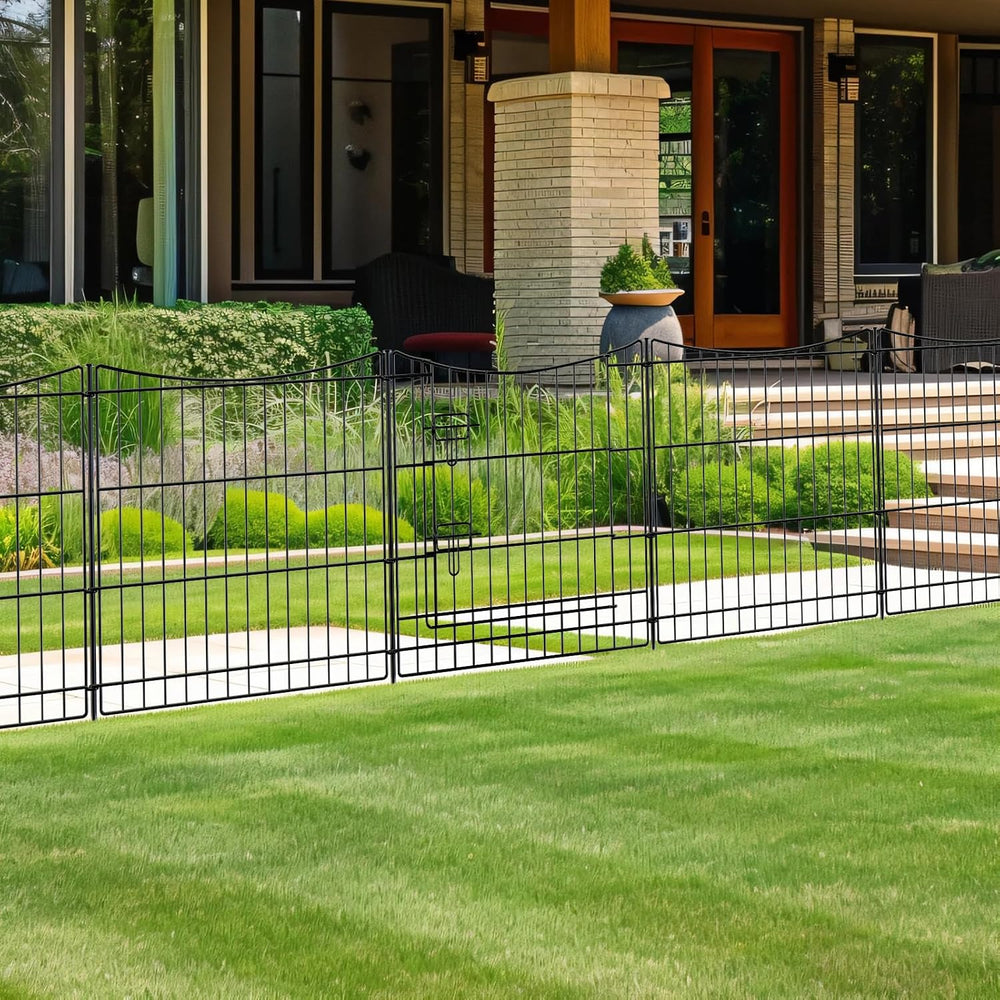 INJOPEXI Garden Fence 12 Panels 23.6ft(L)×24in(H) Decorative Garden Fences wi...