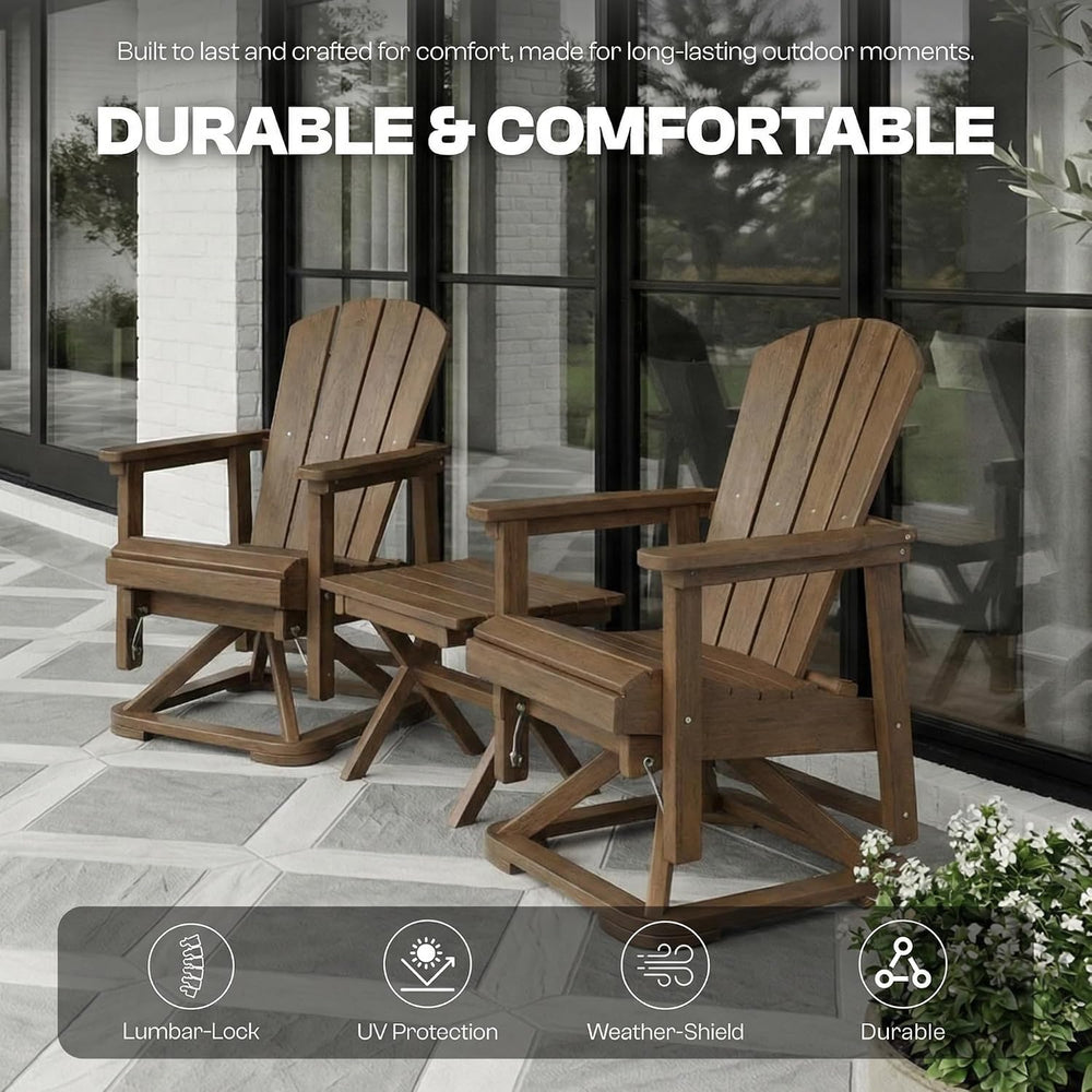 4-Piece Adirondack Swivel Glider Chair Set, Composite HDPE Outdoor Furniture ...