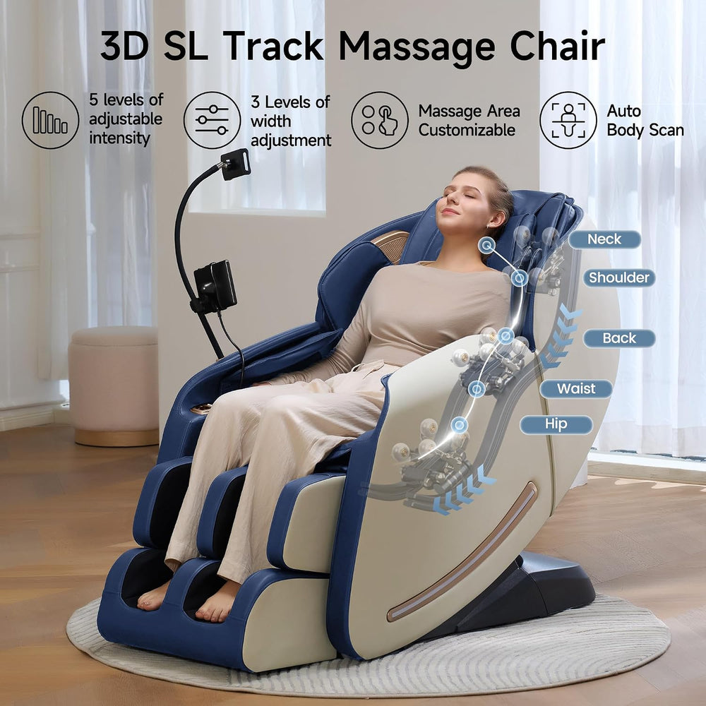 Real Relax Massage Chair Full Body with Unique Phone Controller, Blue