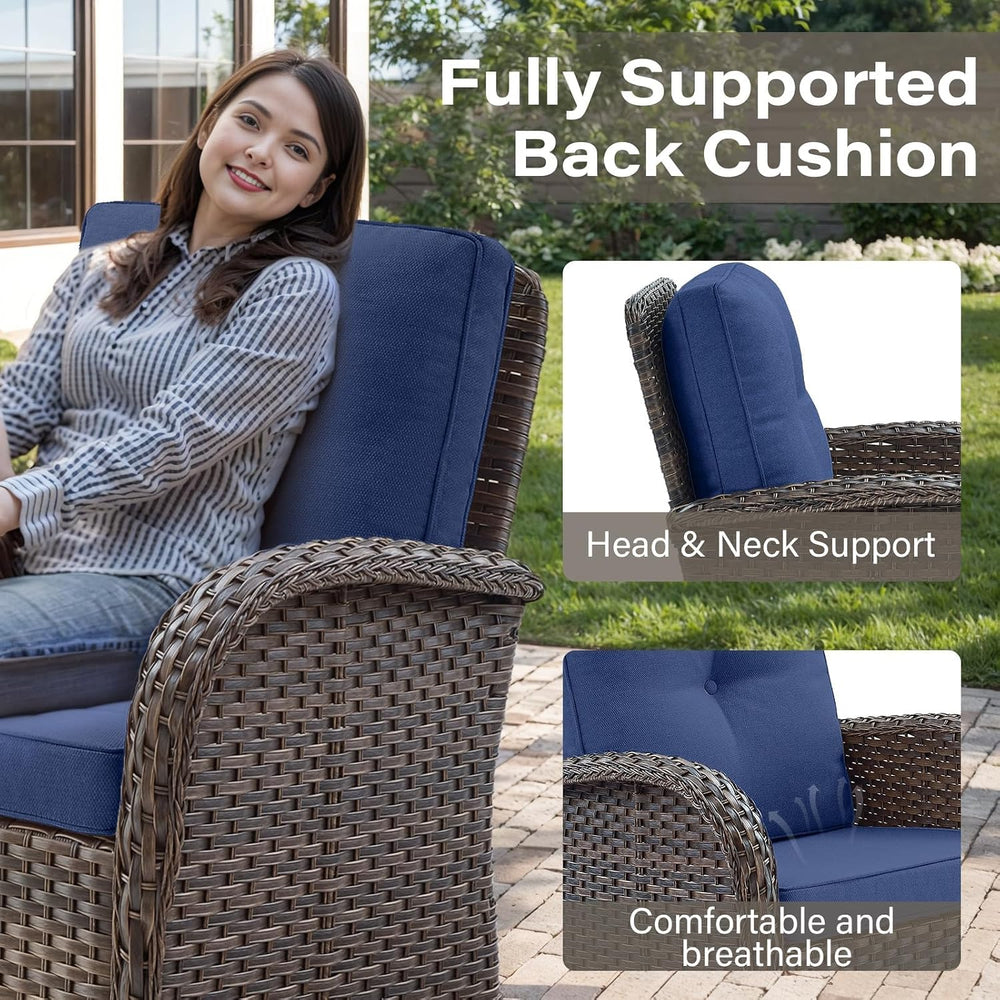 Belord Patio Furniture Swivel Glider PE Wicker Chairs, Outdoor Swivel Rocker ...