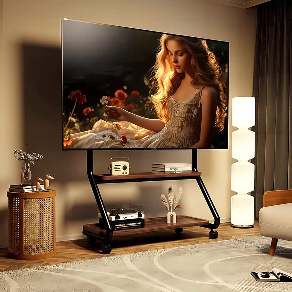 Easel Rolling TV Stand with Wheel for 32-75 Inch TVs up to110 lbs