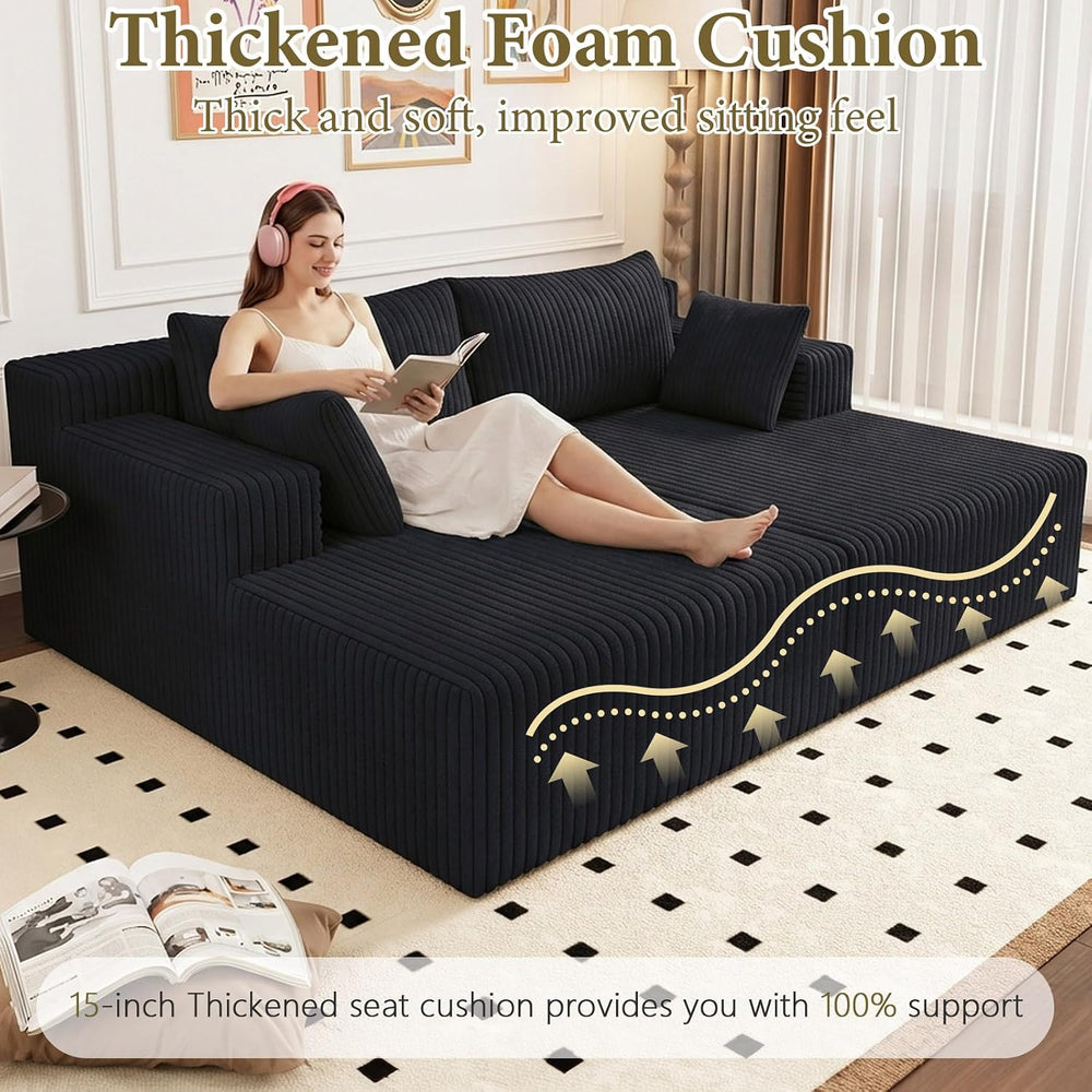 71" Oversized Double Chaise Lounges Indoor, Upholstered Corduroy Oversiz...