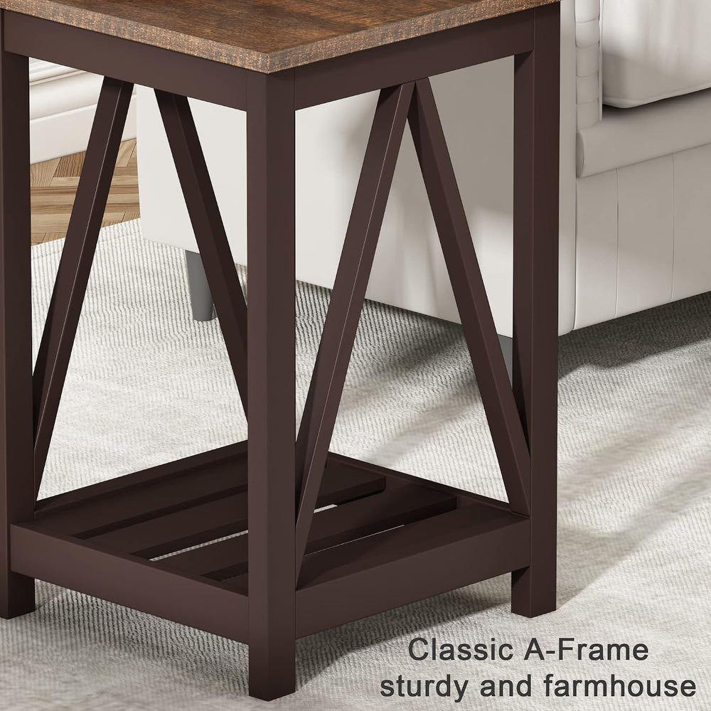 ChooChoo Farmhouse End Tables Set of 2 with Storage Shelf