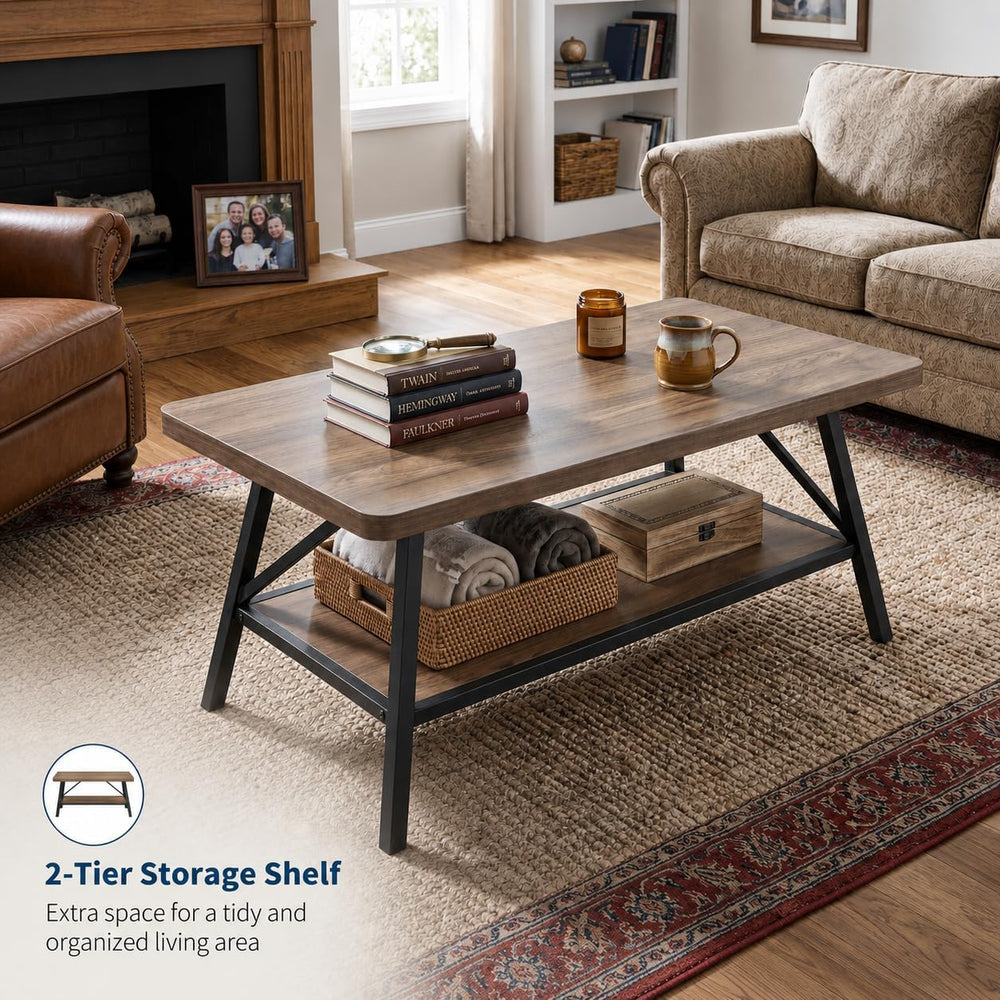 Garvee 39.4'' Small Coffee Table for Living Room, Rectangular Center ...