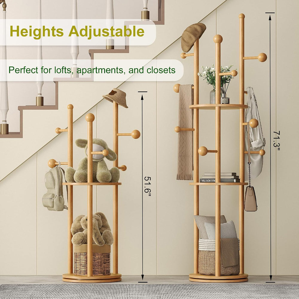FROMJBEST Coat Rack Freestanding,Coat tree Entryway,Mid-Century,Nature Wood