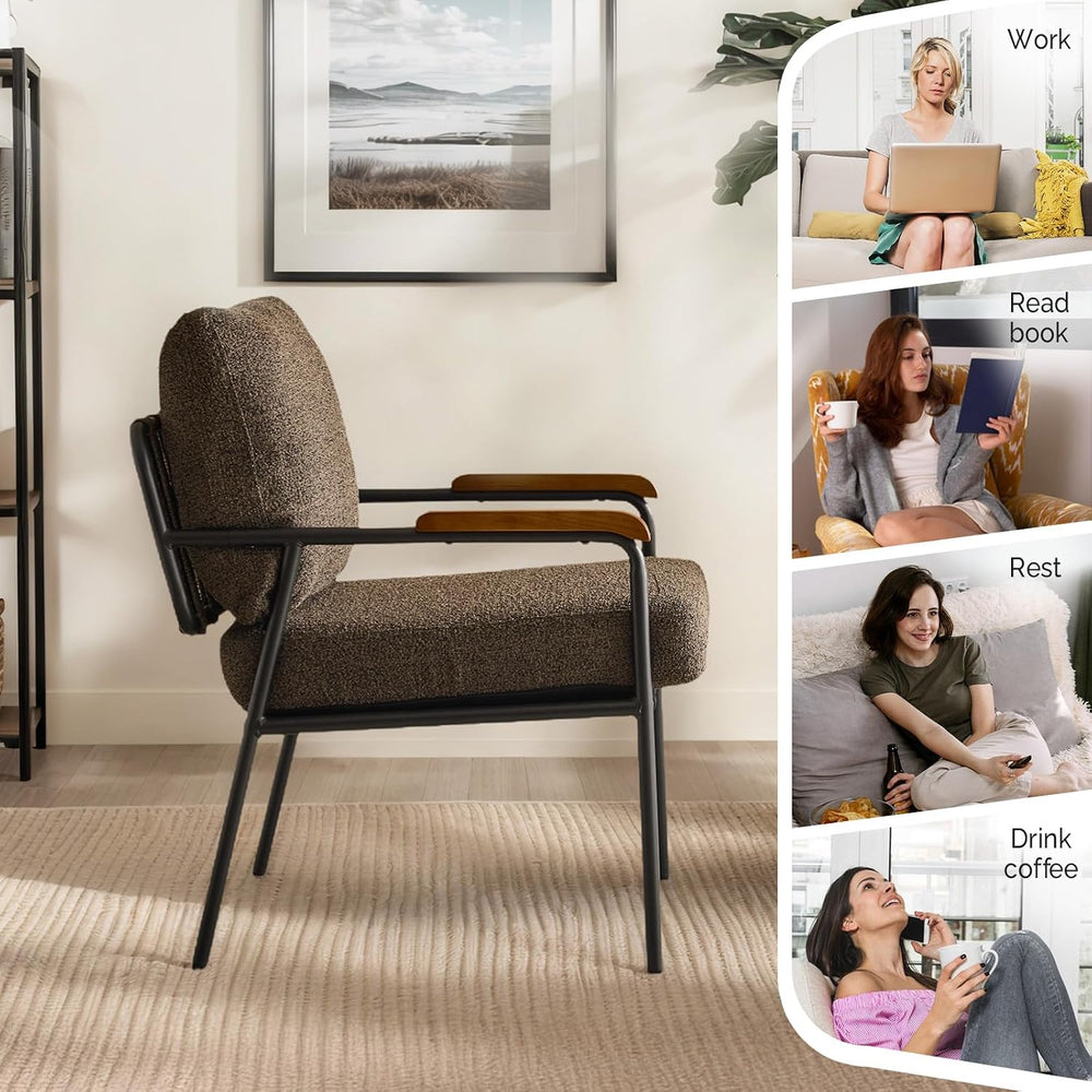 VINGLI Mid-Century Modern Accent Armchiar for Small Space, Small Comfy Uphols...