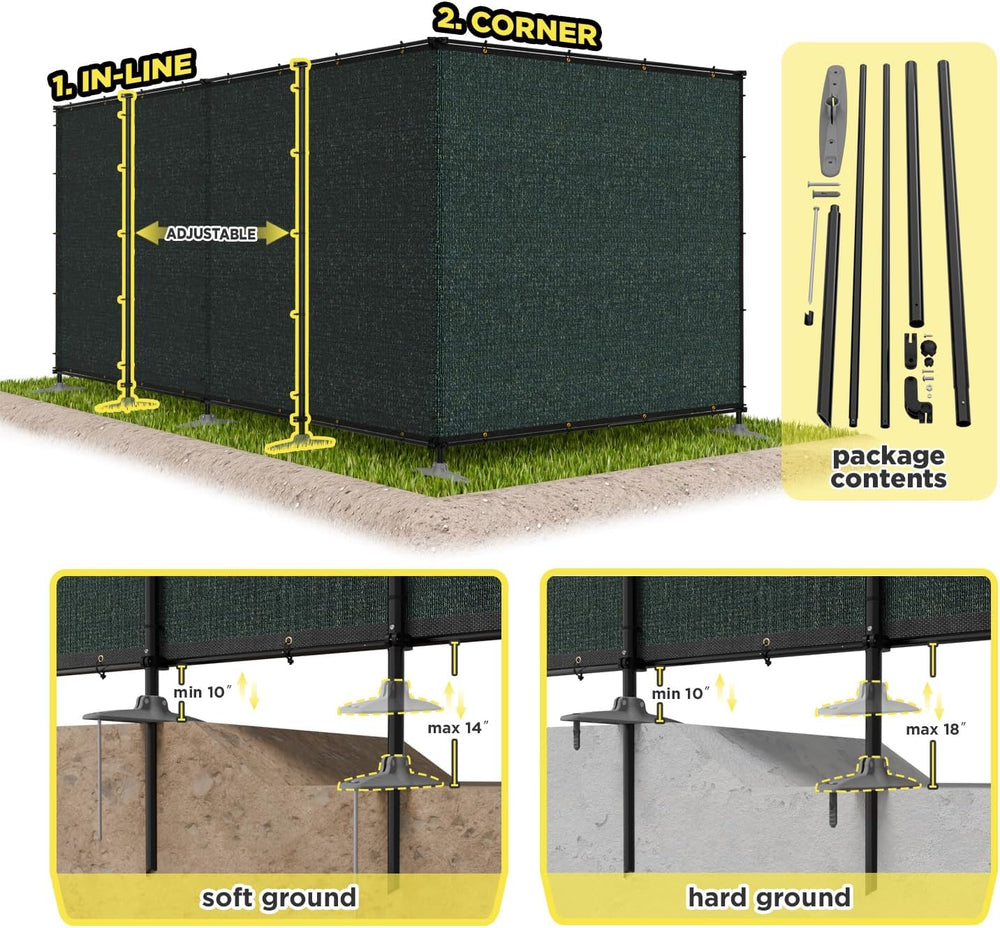 6' x 12' Green Outdoor Privacy Screen Freestanding 240 GSM Privacy Fe...