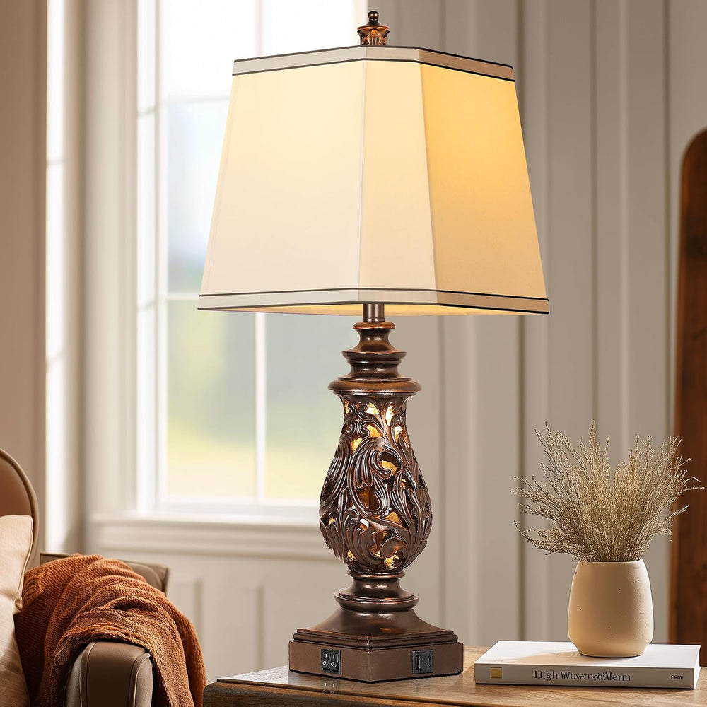 PARTPHONER 29" Table Lamps Set of 2, Bedside Lamps with USB A+C Ports &a...
