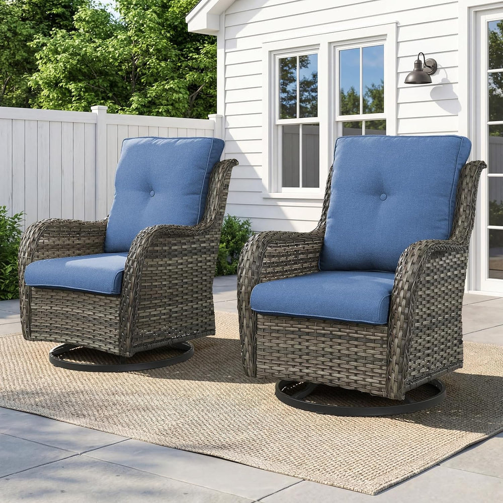 Belord Outdoor Swivel Chairs Set of 2,Patio Wicker Rocker Chairs,All Weather ...