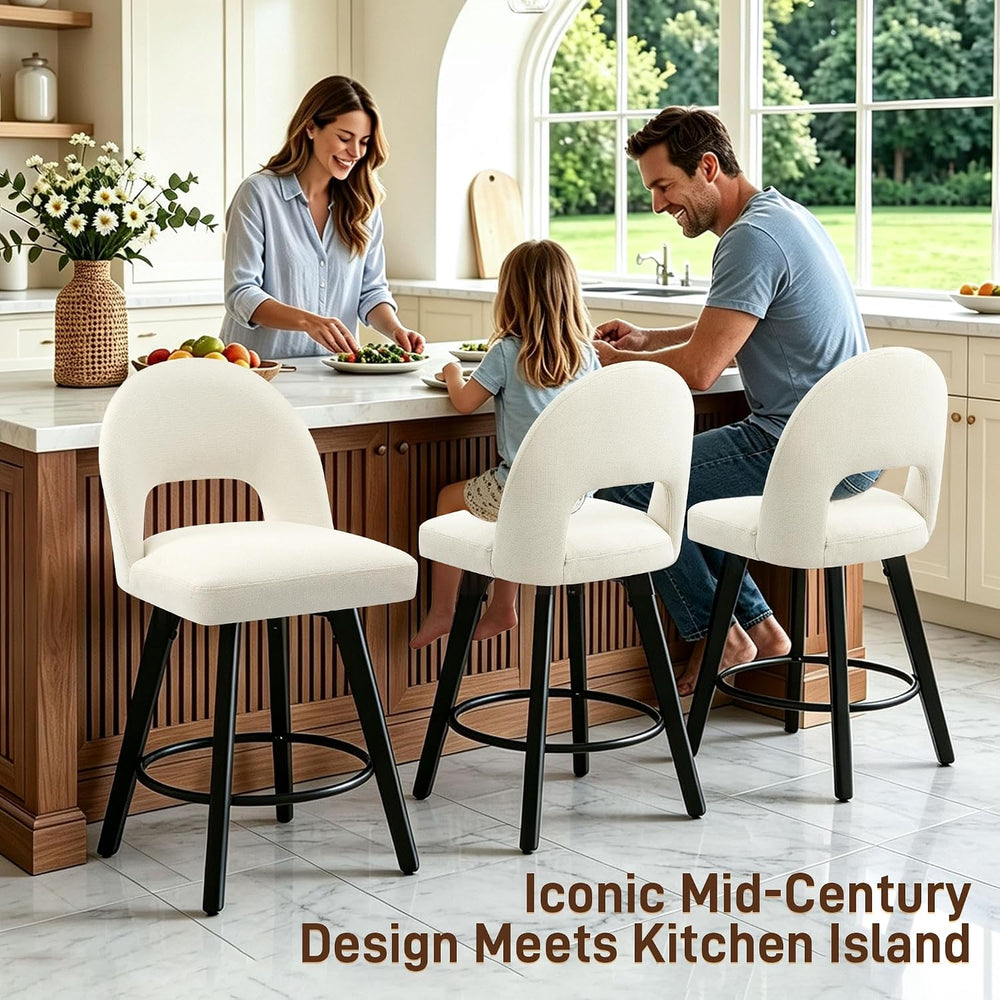 Counter Height Bar Stools Set of 2, Swivel Upholstered Bar Chairs