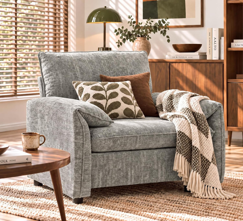 Oversized Accent Chair for Living Room, Wide Chenille Reading Chair