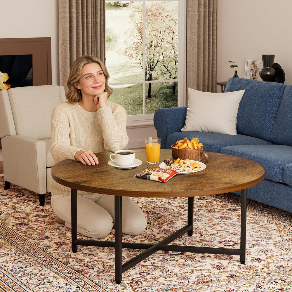FAMIDGE Coffee Table, 31.5" Large Round Coffee Table for Living Room, Ce...
