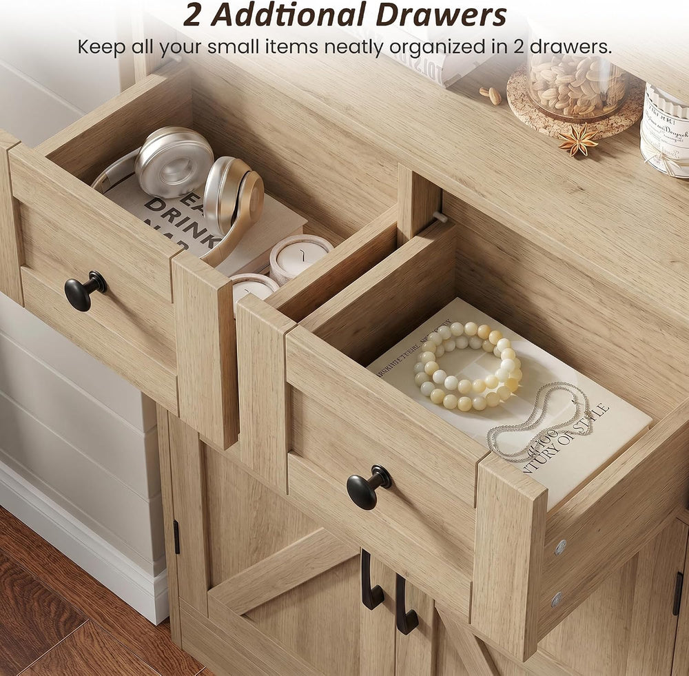 Farmhouse Accent Storage Cabinet with Drawers, Small Kitchen Pantry Cabinet