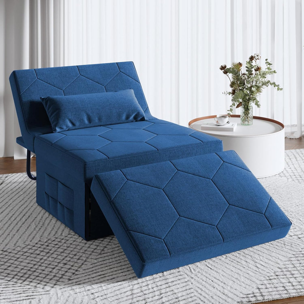 FiveWillowise Sofa Bed, 4 in 1 Multi-Function Fold Ottoman Couch Bed, Blue