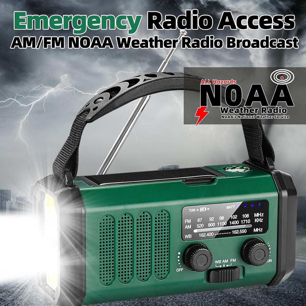 QAUYYW Hand Crank Emergency Radio, 10000mAh Solar AM/FM Weather Radio