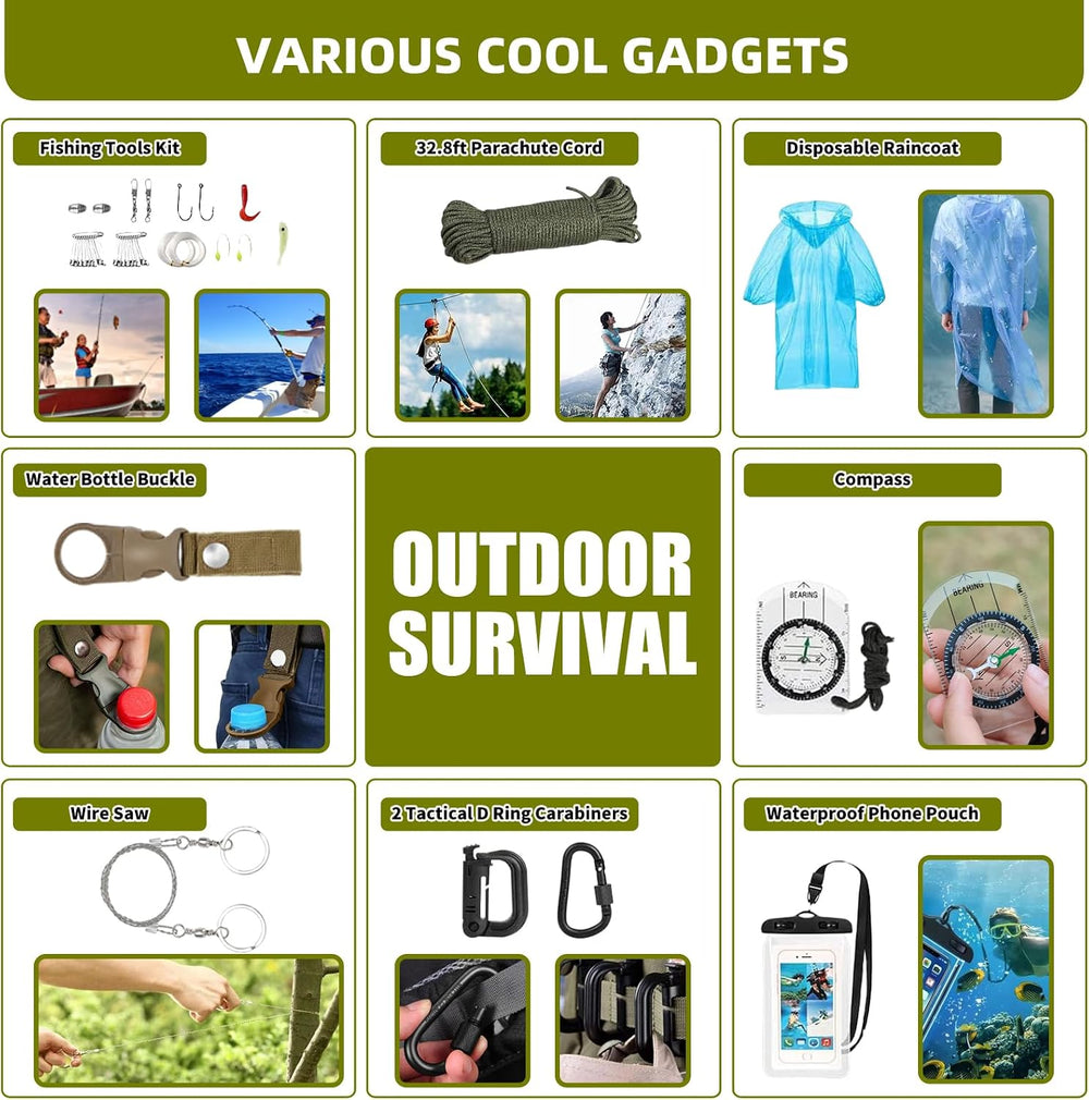 260Pcs Emergency Survival Kit, Full First Aid Supplies with Thermal Emergency...
