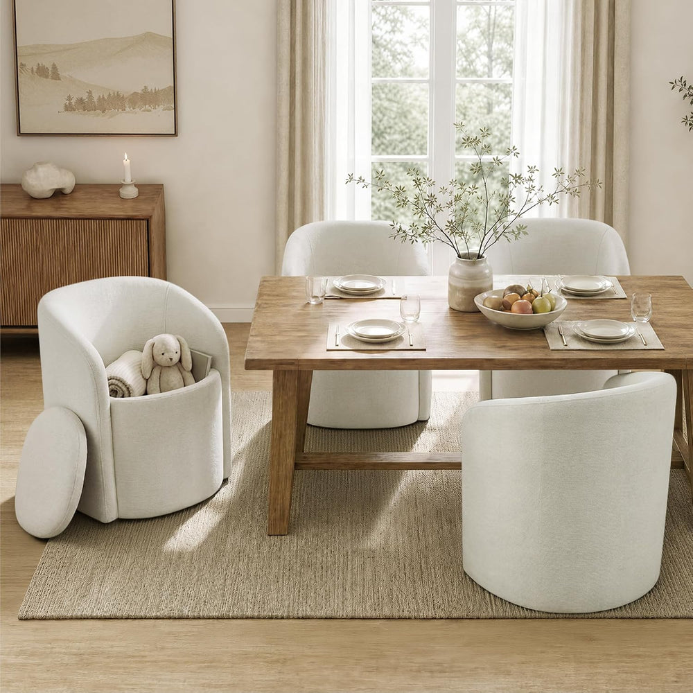 KISLOT Upholstered Dining Chairs Set of 2, Storage Kitchen Chair, Linen