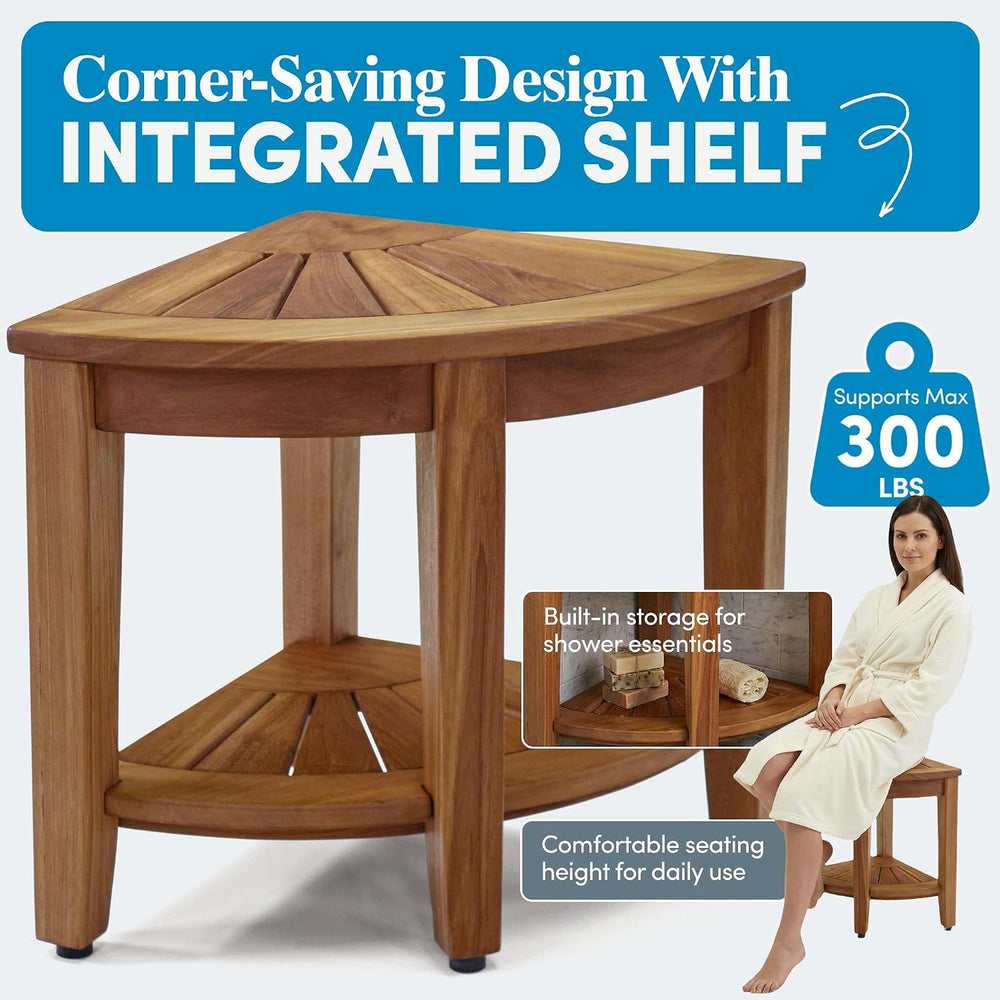 AquaTeak Kai Corner 15.5" Teak Shower Bench