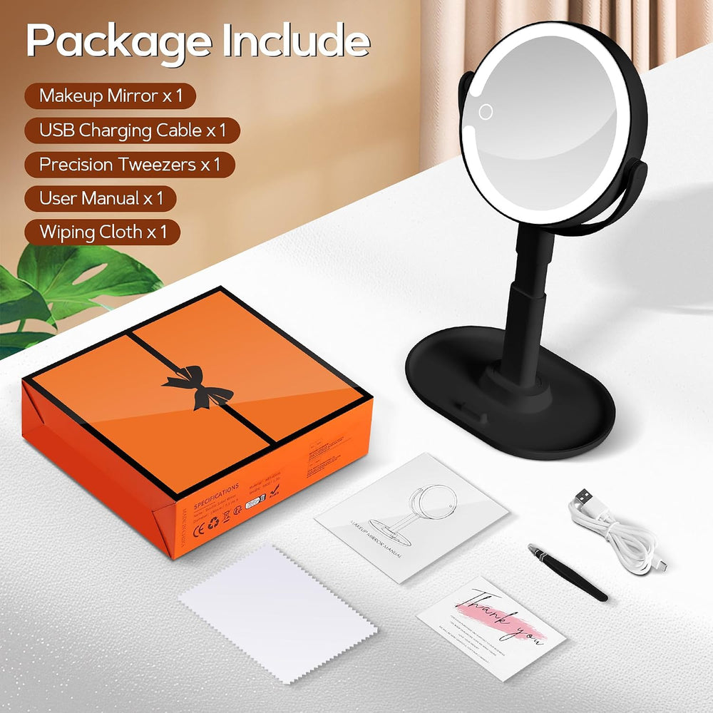 B Beauty Planet Makeup Mirror, Double-Sided Lighted Magnifying Mirror 30X