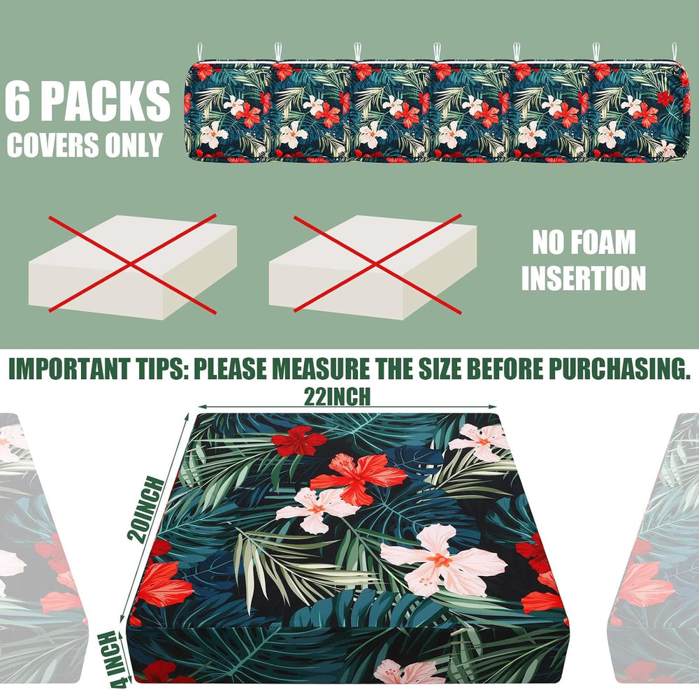 Panelee 6 Pcs Patio Cushion Covers Square Chair Seat Slip Covers Waterproof O...