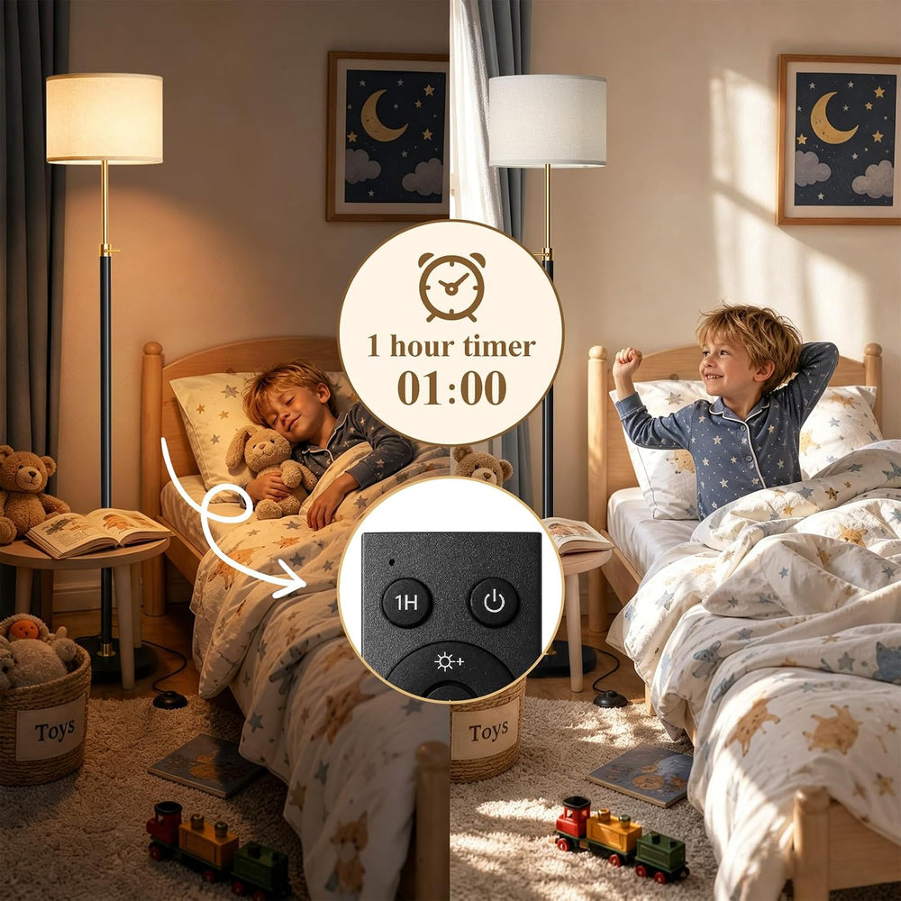 Floor Lamp Height Adjustable with Remote for Living Room and Bedroom Black