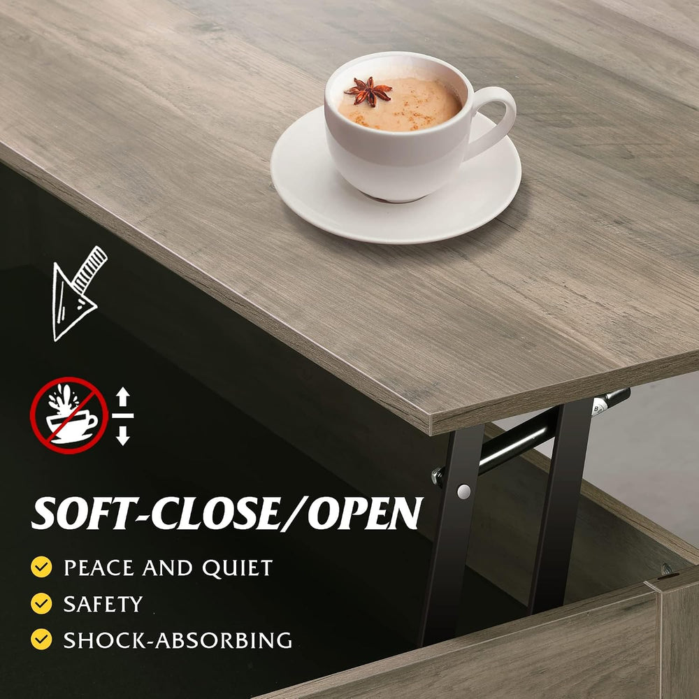 WLIVE Lift Top Coffee Table for Living Room/Dining/Office, Grey