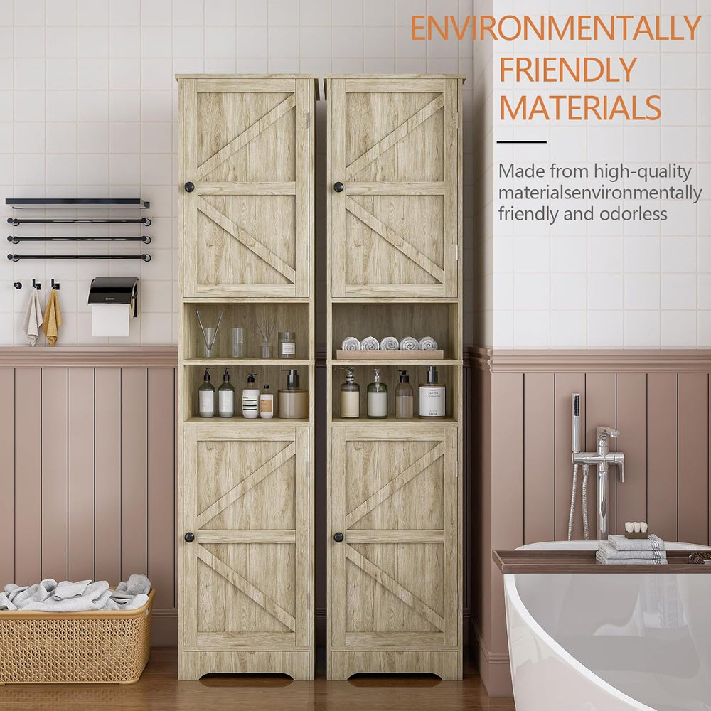 Viaozutis Tall Bathroom Storage Cabinet, Slim Freestanding Cabinet with Adjus...