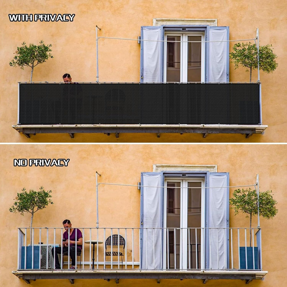 SUNLAX Custom Size 2.5'x26' Black Balcony Privacy Screen 90% UV Block