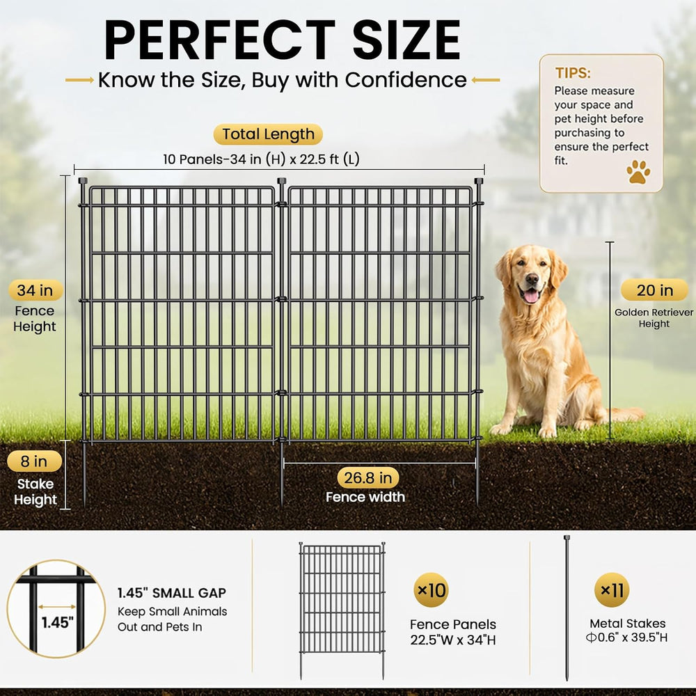 No Dig Garden Fence, Dog Fencing Outdoor for Yard, 10 Panels