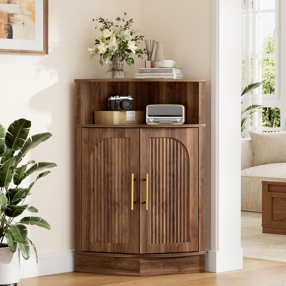 Vabches Corner Storage Cabinet, Corner Bathroom Cabinet with Open Storage