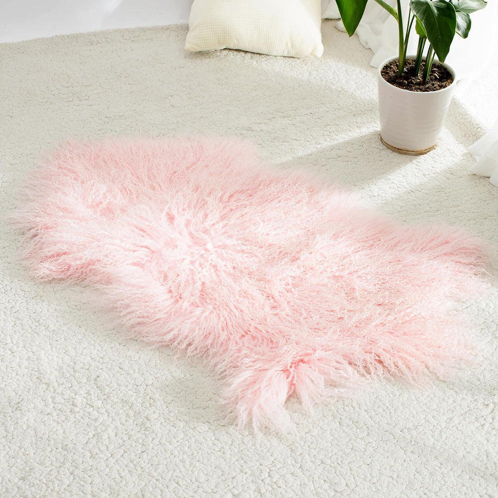 Genuine Tibetan Mongolian Sheepskin Area Rug 2x3ft