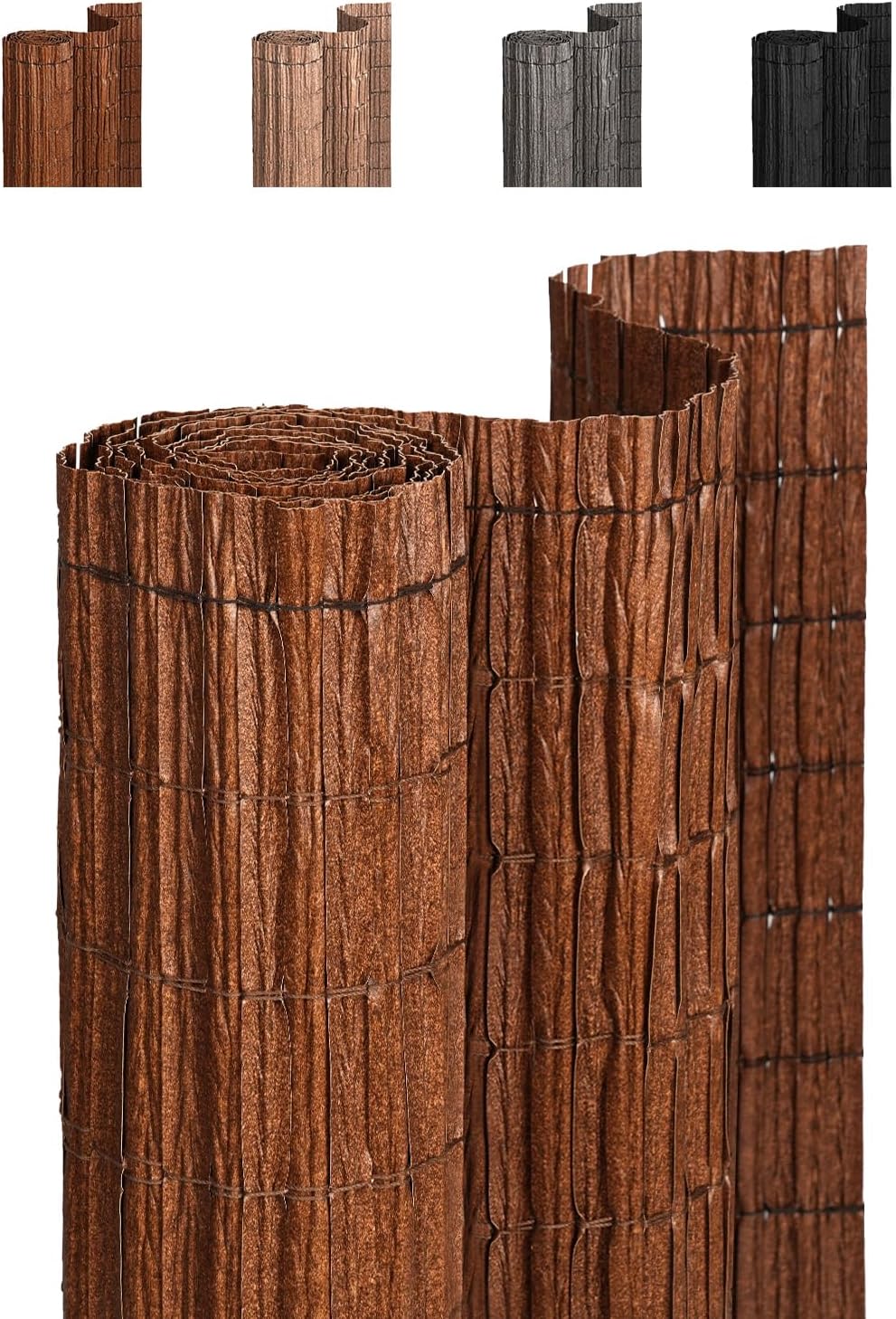 paramondo No Drilling Natural Privacy Fence Screen, Brown, 3×10 FT