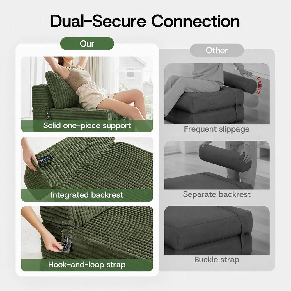 Folding Sofa Bed Convertible 4 in 1 Sleeper Chair Green Twin