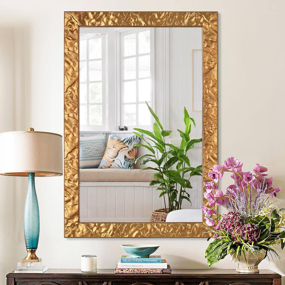 Chende 49" x 33" Rectangular Decorative Wall Mirror with Wood Frame