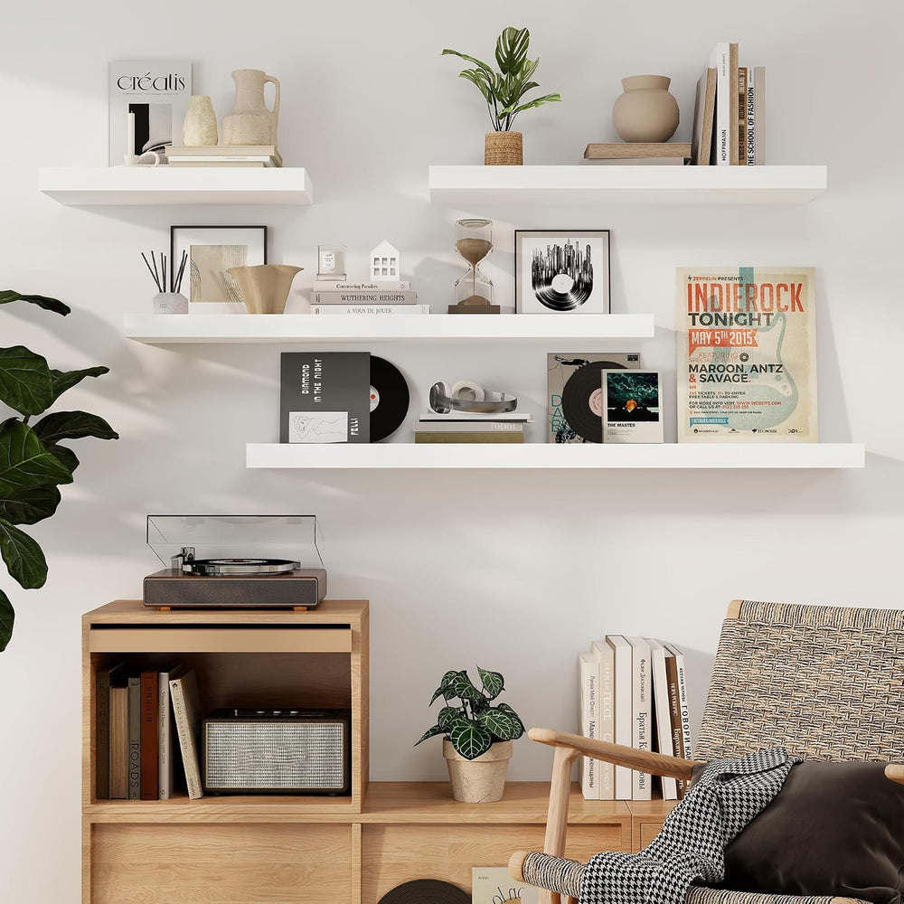 Fun Memories Floating Shelves, 9.3'' Deep Solid Pine Wood Wall Shelve...